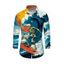 Chemise de vacances pour homme, manches longues, imprimé squelette et vagues, surf - Bleu 5XL