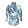 Chemise homme à manches longues imprimée en 3D et colorblock - Bleu Ciel XXXL | US 16