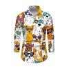 T-shirt humoristique pour homme, imprimé chien avec lunettes de soleil, manches longues - Jaune 5XL