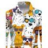 T-shirt humoristique pour homme, imprimé chien avec lunettes de soleil, manches longues - Jaune 5XL