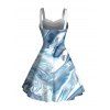 Robe colorblock imprimée en 3D en fausse fourrure, mini-robe - Bleu gris XXXL | US 16