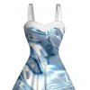 Robe colorblock imprimée en 3D en fausse fourrure, mini-robe - Bleu gris XXXL | US 16