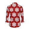 Chemise de Noël pour homme à manches longues, imprimé flocons de neige intégral - Rouge 5XL