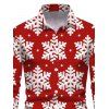 Chemise de Noël pour homme à manches longues, imprimé flocons de neige intégral - Rouge 5XL