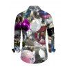 Chemise de soirée pour homme à manches longues imprimée boule à facettes - multicolor XL