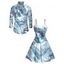 Winter Couple Outfit Colorblock 3D Printed Faux Fur Dress and Shirt Set - Bleu gris S | US 4