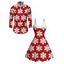 Christmas Couple Outfit Allover Snowflake Print Faux Fur Dress and Shirt Set - Rouge S | US 4