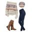 Winter Couple Outfit Jacquard Geometric Print Sweater Jeans and Boots Set - Blanc de Crème S | US 4