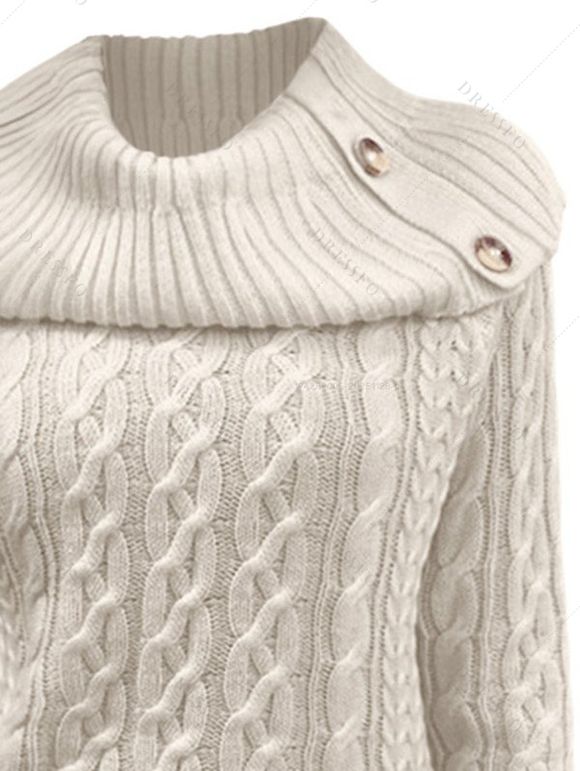 Winter Outfit Convertible Neck Raglan Sleeve Sweater Jeans and Boots Set - Blanc de Crème S | US 4