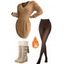 Winter Outfit Cable Knit Drop Shoulder Sweater Dress Fleece-Lined Leggings Boots Set - café lumière S | US 4