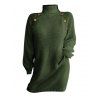 Winter Outfit Mock Button Turtleneck Sweater Dress Fleece-Lined Leggings and Boots Set - PLANT GREEN S | US 4