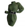 Winter Outfit Mock Button Turtleneck Sweater Dress Fleece-Lined Leggings and Boots Set - PLANT GREEN S | US 4