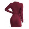 Winter Outfit Cable Knit Cut Out Sweater Dress Fleece-Lined Leggings Boot Set - Rouge foncé S | US 4