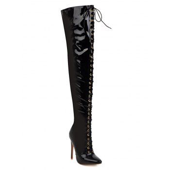Lace Up High Heel Pointed Toe Over-the-knee Knight Boots