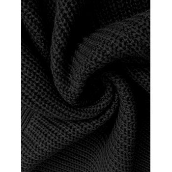 Solid Color Textured Knitted Dress V Neck Button Mini Dress