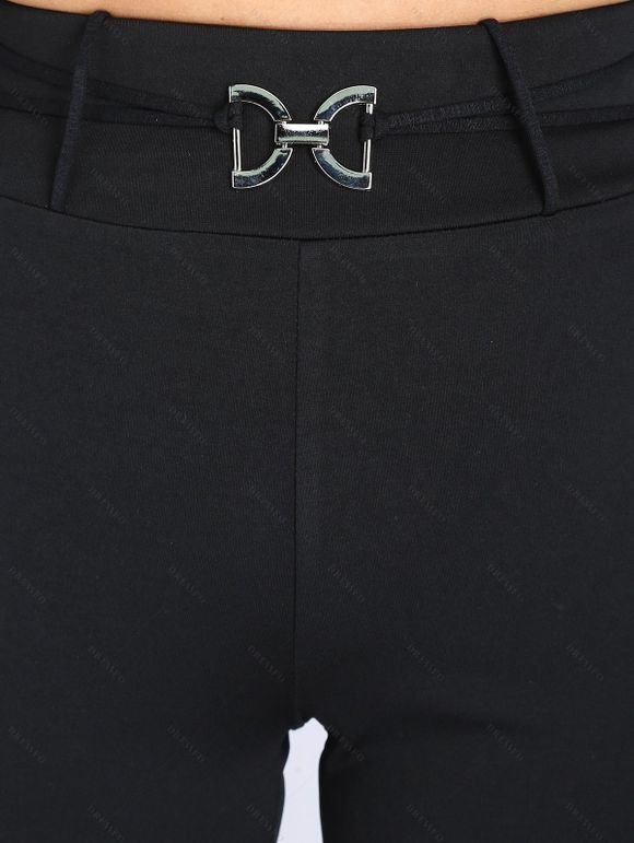 Pantalons à fleurs creux, pantalon skinny taille haute uni - Noir XL | US 12