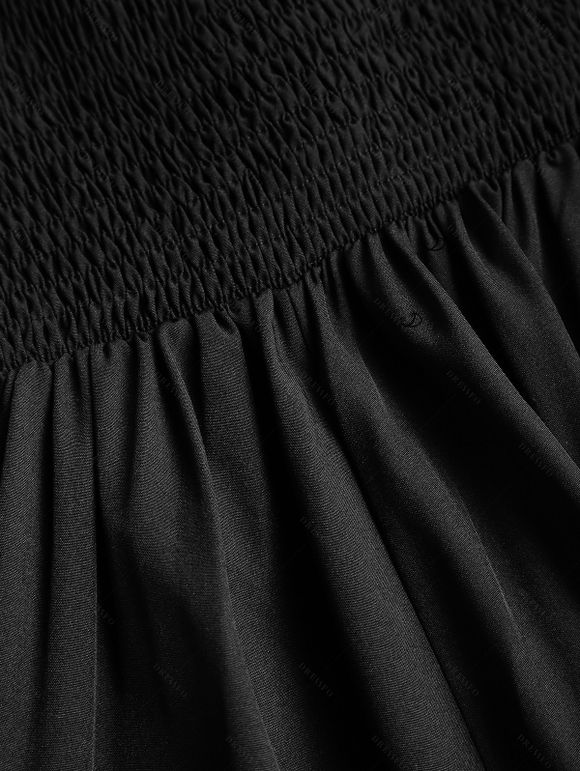 Robe gothique à empiècements en PU, lacets et volants, couleur unie - Noir XXL | US 14