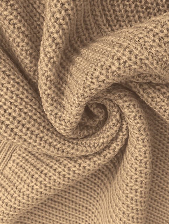 Robe courte boutonnée à col V en maille texturée unie - café lumière S | US 4