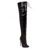Lace Up High Heel Pointed Toe Over-the-knee Knight Boots - Noir EU 40