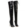 Lace Up High Heel Pointed Toe Over-the-knee Knight Boots - Noir EU 39
