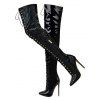 Lace Up High Heel Pointed Toe Over-the-knee Knight Boots - Noir EU 38