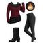 Winter Outfit Textured Heather Faux Twinset Top Fleece-Lined Leggings and Boots Set - Rouge foncé S | US 4