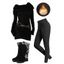 Winter Outfit Thumb Hole Belted Hooded Dress Fleece-Lined Leggings and Boots Set - Noir S | US 4