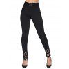 Pantalons à fleurs creux, pantalon skinny taille haute uni - Noir XL | US 12