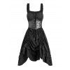 Robe gothique à empiècements en PU, lacets et volants, couleur unie - Noir XXL | US 14