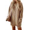 Robe pull vintage texturée, couleur unie, en maille torsadée - café S | US 4