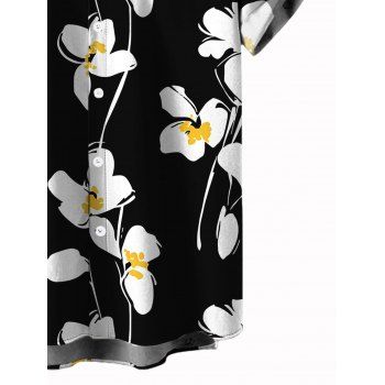 Vacation Couple Outfit Flower Petal Print Ruched Dress and Shirt Set