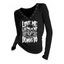 Gothic Top Textured Skull Slogan Print Grommet Long Sleeve Top - Noir L | US 8-10