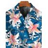 Chemise de vacances pour homme à imprimé floral lys et feuilles, boutonnée - Paon Bleu 2XL