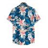 Chemise de vacances pour homme, imprimé floral lys et feuilles, à boutons - Paon Bleu 5XL