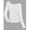 Gothic Top Textured Skull Slogan Print Grommet Long Sleeve Top - Blanc M | US 6