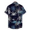 Chemise de plage boutonnée à imprimé cocotier pour homme - Bleu de Minuit 5XL