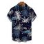 Chemise de plage boutonnée à imprimé cocotier pour homme - Bleu de Minuit 5XL