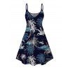 Vacation Couple Outfit Coconut Tree Print Spaghetti Strap Dress and Shirt Set - Bleu de Minuit S | US 4