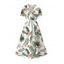 Robe de vacances midi à imprimé feuilles et fleurs, décolleté cache-cœur en V et ceinture - Blanc S | US 4