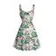 Robe de vacances mini froncée à imprimé floral et feuilles - Vert clair S | US 4