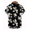 Chemise de vacances pour homme, chemise boutonnée à imprimé pétales de fleurs - Bleu de Minuit 5XL