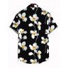 Chemise de vacances pour homme, chemise boutonnée à imprimé pétales de fleurs - Bleu de Minuit 5XL