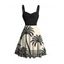Robe de plage à imprimé cocotier colorblock et froncée - Noir S | US 4