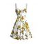 Robe de vacances mini froncée à imprimé floral et feuilles - Blanc S | US 4