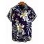 Chemise de vacances pour homme, imprimé fleurs et feuilles, à boutons - Bleu de Minuit 5XL
