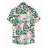 Chemise de vacances pour homme, imprimé floral et feuilles, à boutons - Vert clair 5XL