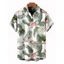 Chemise de vacances pour homme, imprimé feuilles et fleurs, à boutons - Blanc 5XL