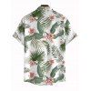 Chemise de vacances pour homme, imprimé feuilles et fleurs, à boutons - Blanc 5XL