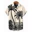 Chemise de plage pour homme, imprimé cocotier, boutonnée, style vacances - Noir 5XL