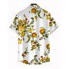 Chemise de vacances pour homme, imprimé floral et feuilles, à boutons - Blanc 5XL